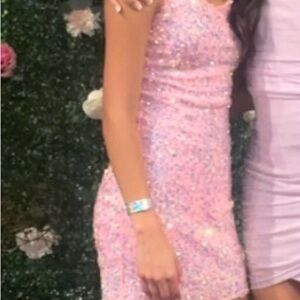 Chic Pink Sequin Mini Dress